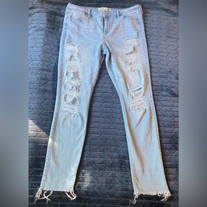 Abercrombie & Fitch Super Skinny High Rise Ripped Light Wash Jeans